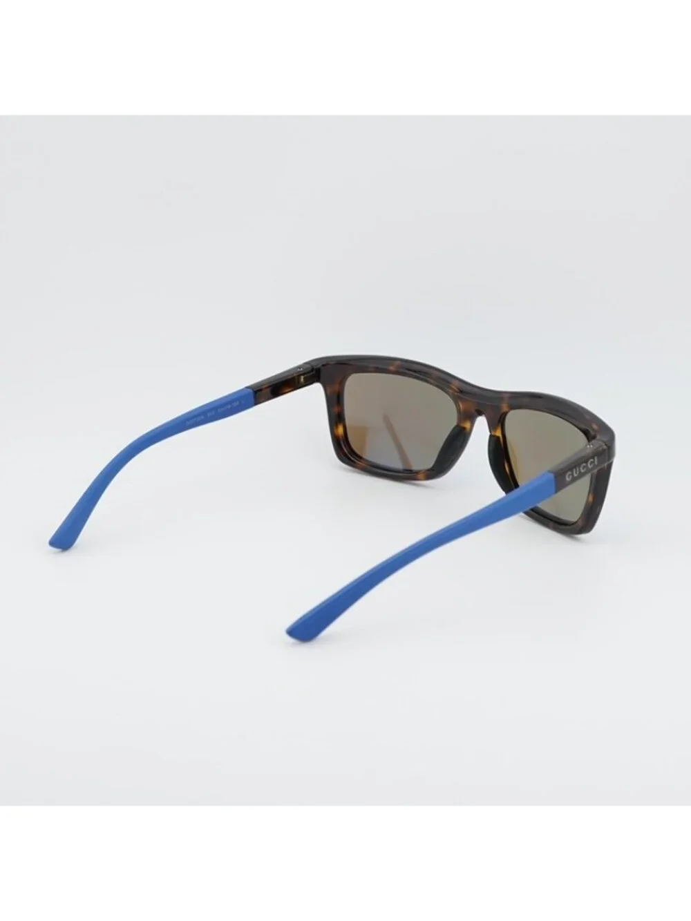 Gucci GG1735S 003 Sunglasses Havana Rectangle Frame, Blue Lenses